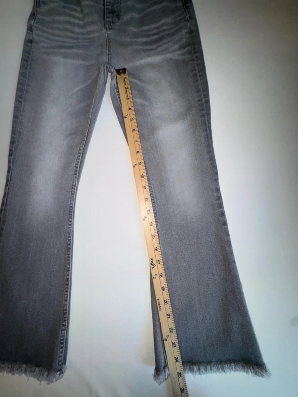 LOFT High Waist Flare Crop Gray Women's Denim‎ Jeans Flared Style Size 4 Frayed